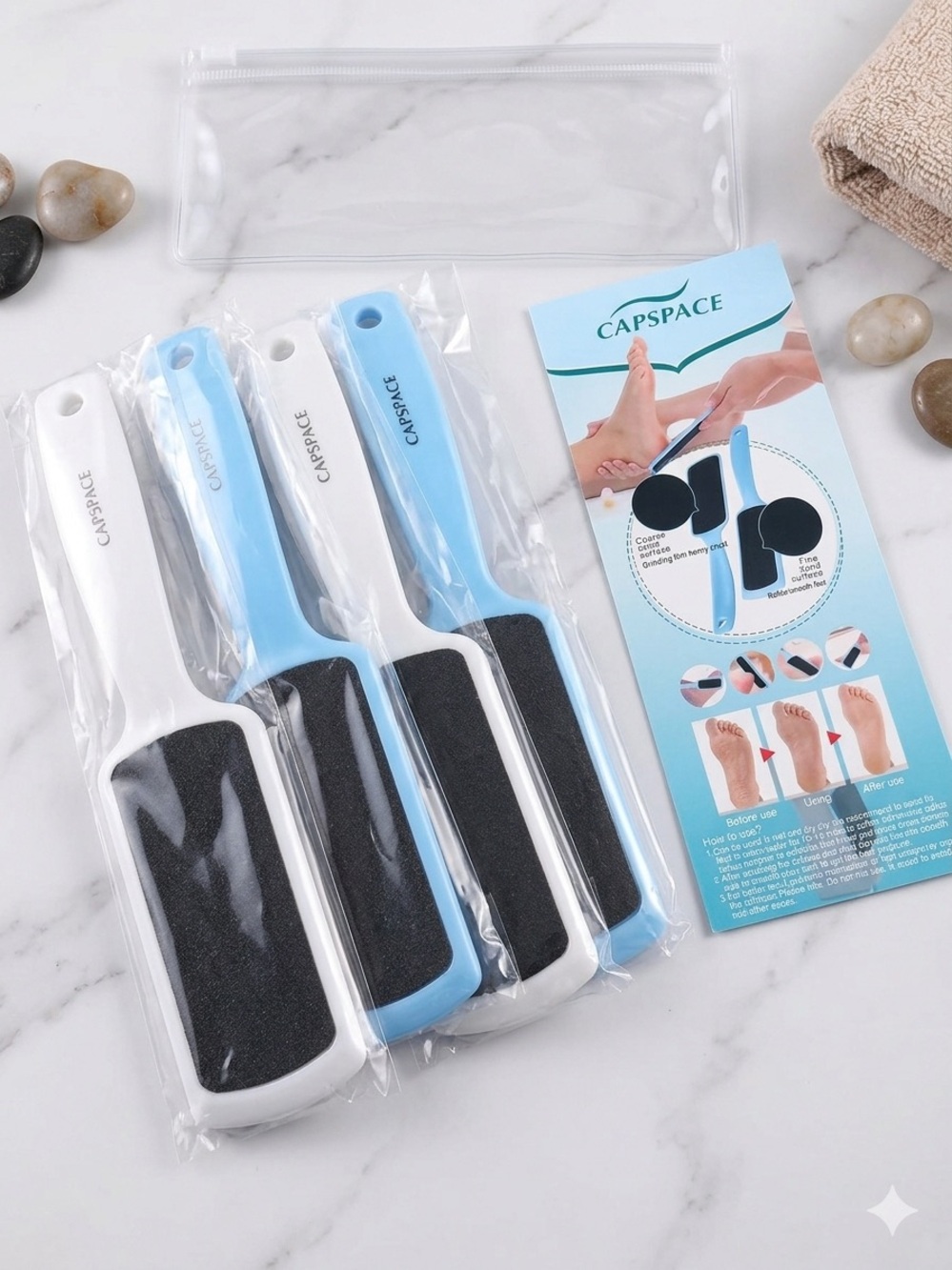 Capspace Blue & White Foot File Callus Remover - 4 Pack